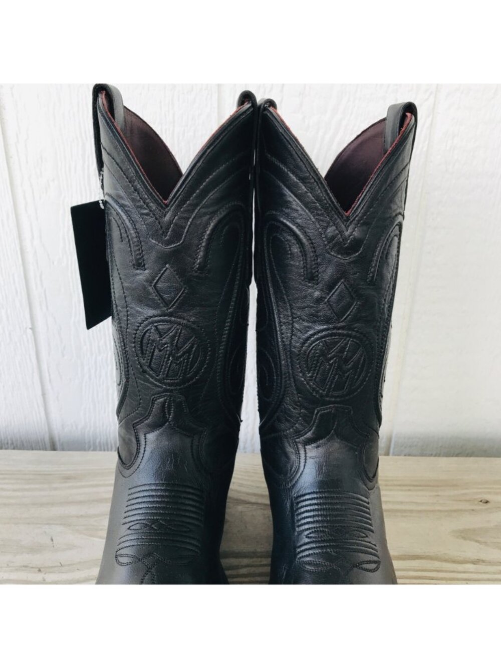 Montana San Angelo Womens Black Corded Cowboy Western Boots 8 W M2136 - Picture 10 of 13